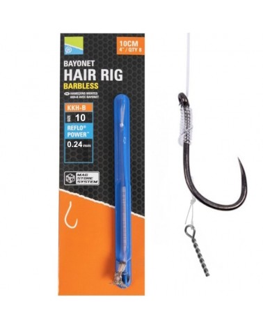 Przypony Preston KKH-B 4" 10cm Roz. 10 0.24mm Bayonet Mag Store Hair Rigs 8szt.