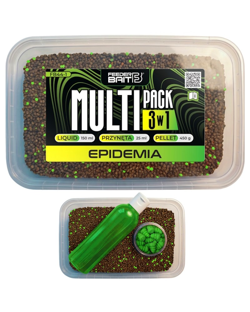 Multipack Box Feeder Bait Epidemia 3w1 Liquid 150ml Waftersy 25ml Pellet 450g