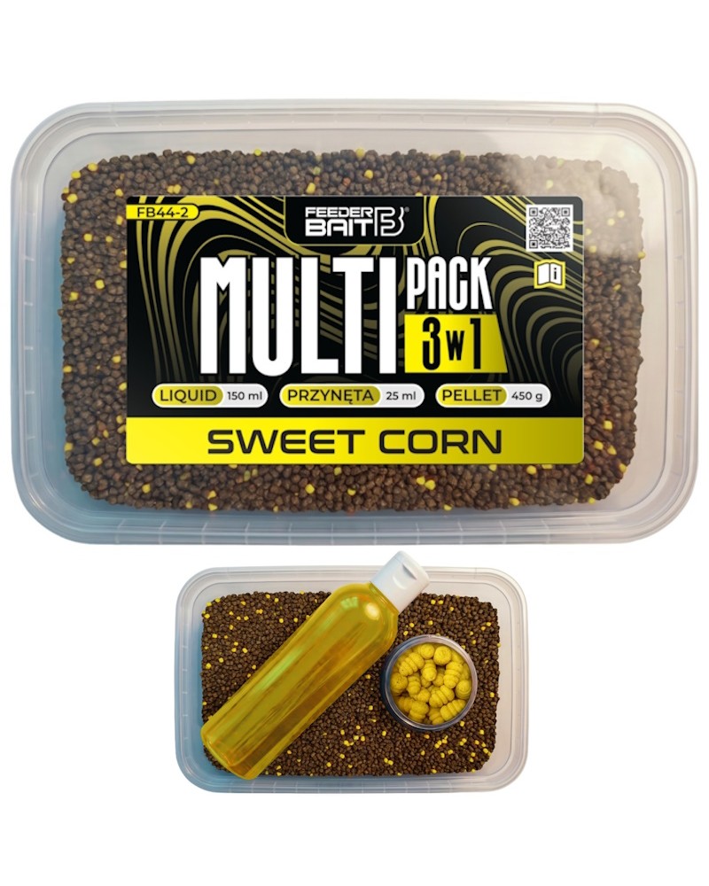 Multipack Box Feeder Bait Kukurydza 3w1 Liquid 150ml Waftersy 25ml Pellet 450g