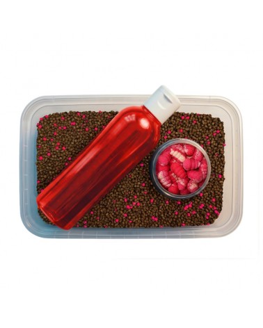 Multipack Box Feeder Bait Truskawka 3w1 Liquid 150ml Waftersy 25ml Pellet 450g