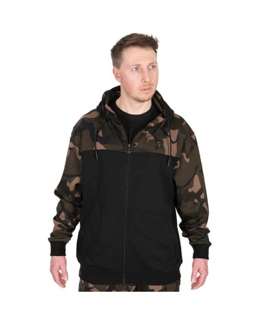 Bluza Wędkarska Rozpinana Z Kapturem Fox LW BLack/Camo Split Zip Hoody