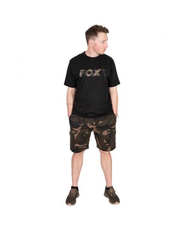 Koszulka Wędkarska Fox Black/Camo Logo T-Shirt