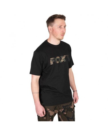 Koszulka Wędkarska Fox Black/Camo Logo T-Shirt