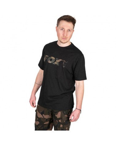 Koszulka Wędkarska Fox Black/Camo Logo T-Shirt