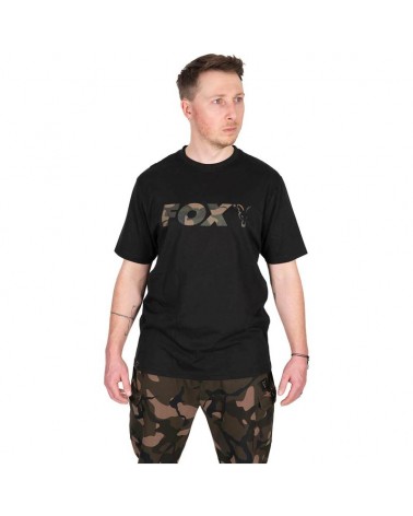 Koszulka Wędkarska Fox Black/Camo Logo T-Shirt