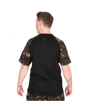 Koszulka Wędkarska Fox Black/Camo Outline T-Shirt