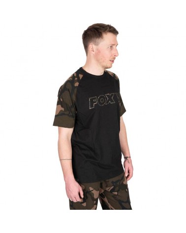 Koszulka Wędkarska Fox Black/Camo Outline T-Shirt