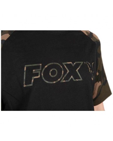 Koszulka Wędkarska Fox Black/Camo Outline T-Shirt