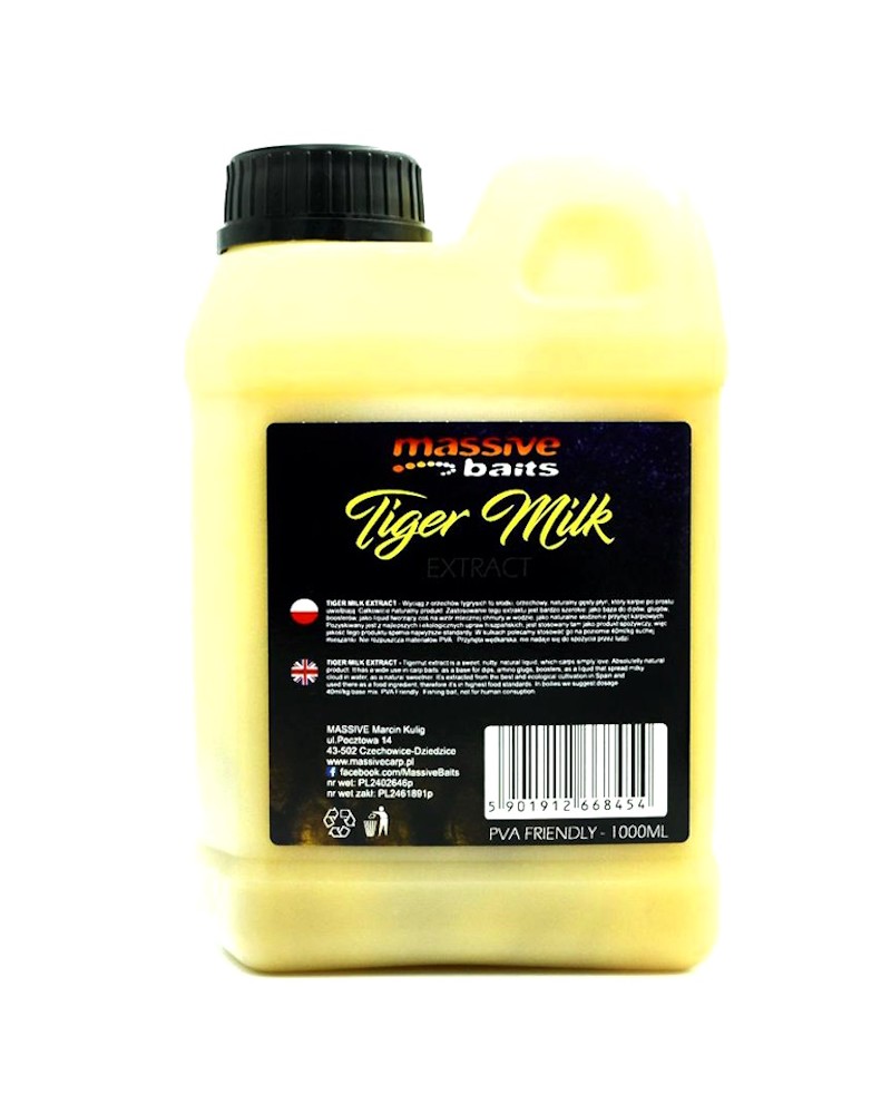 Zalewa Massive Baits Liquids Tiger Milk Extract Orzech Tygrysi 1000ml