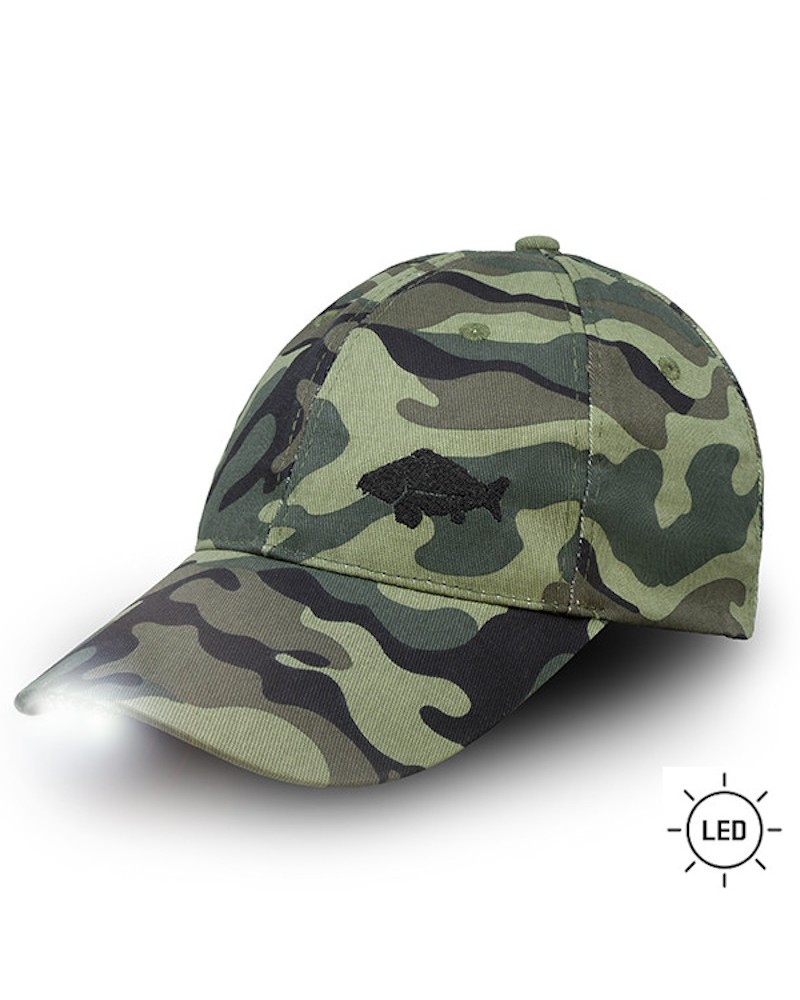 Czapka Wędkarska Z Daszkiem Latarką LED Delphin Outline Camo Uni