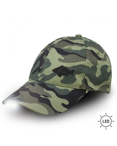 Czapka Wędkarska Z Daszkiem Latarką LED Delphin Outline Camo Uni