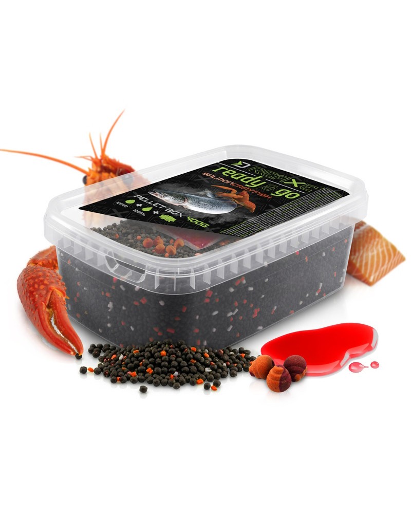 Pellet Box Delphin Reaxe READY&GO Łosoś Rak 400g+ Booster 120ml+ 10mm Wafters 5szt.