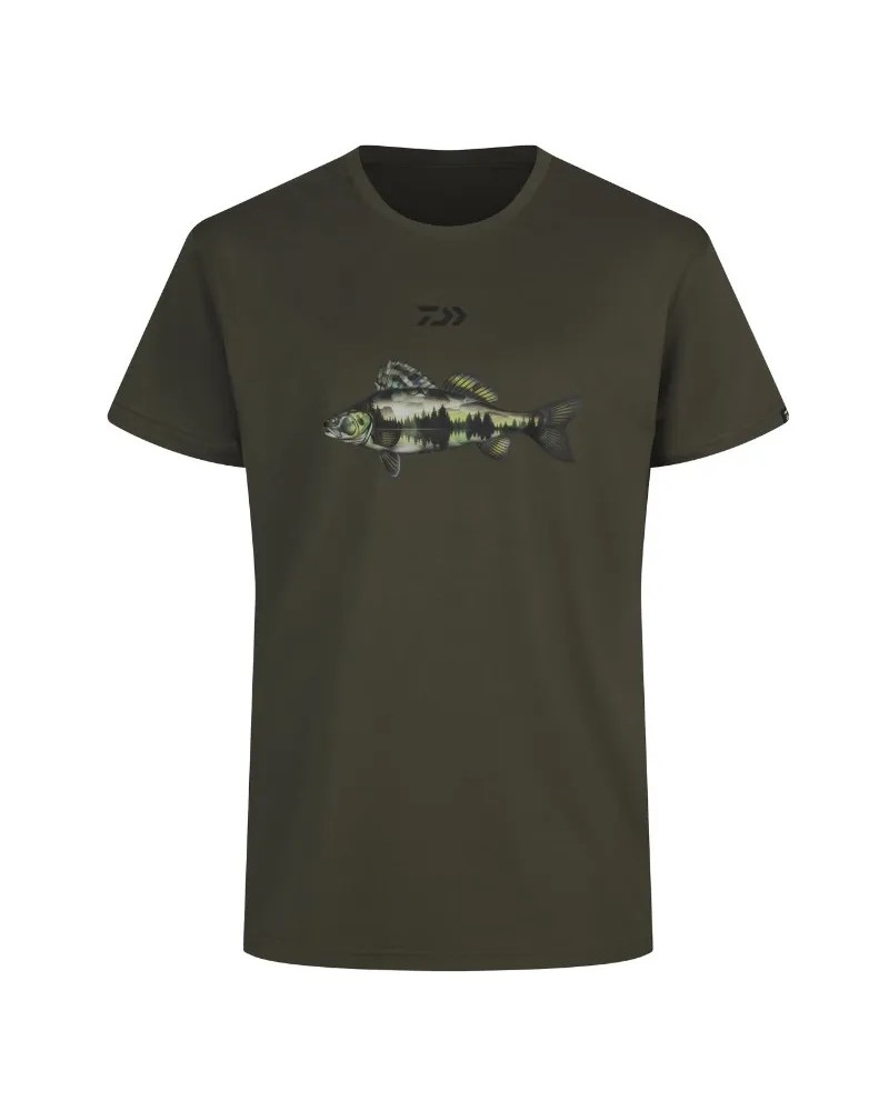 Koszulka Wędkarska T-Shirt Daiwa Zander Dark Olive XL
