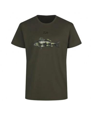 Koszulka Wędkarska T-Shirt Daiwa Zander Dark Olive XL