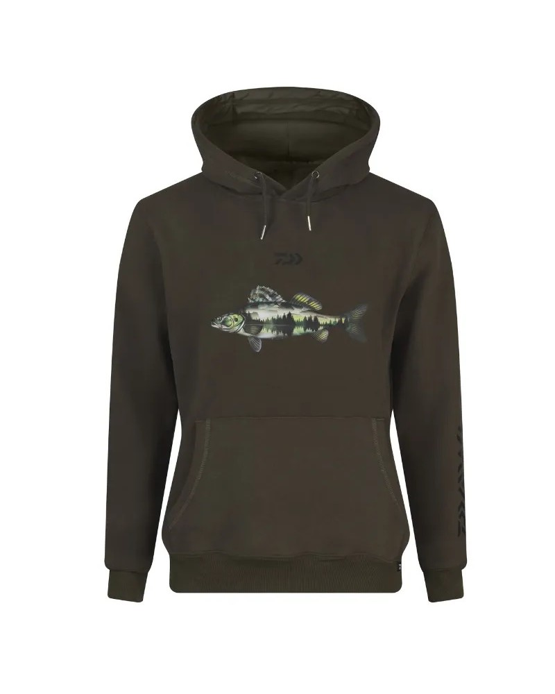 Bluza Wędkarska Z Kapturem Daiwa Hoodie Zander Dark Olive XL