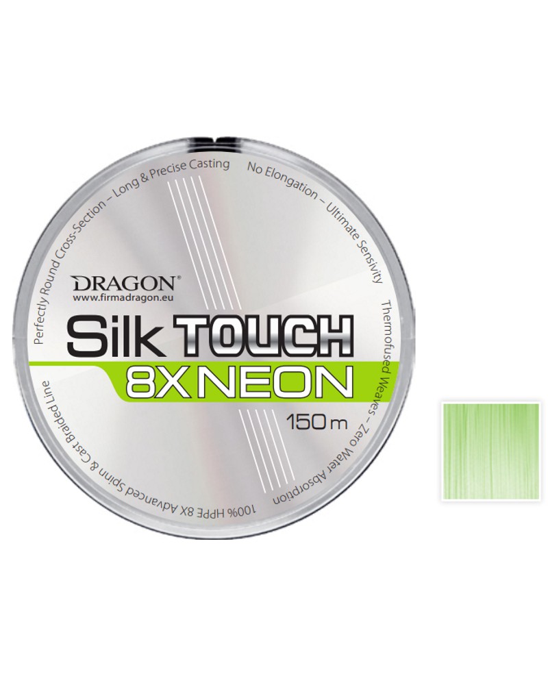 Plecionka Dragon Silktouch 8x Neon 150m 0.14mm 13.80kg zielona fluo