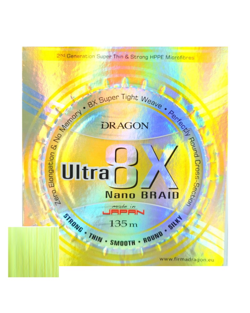 Plecionka Dragon Ultra 8x Nano/Momoi 0.12mm 135m Zielnona Fluo
