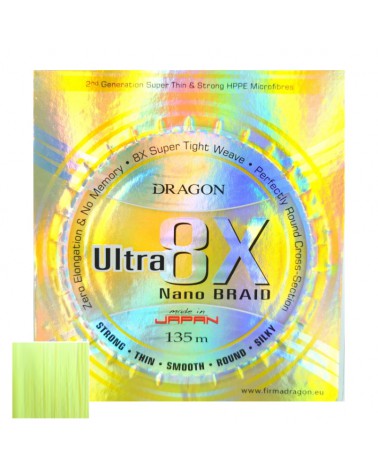 Plecionka Dragon Ultra 8x Nano/Momoi 0.12mm 135m Zielnona Fluo