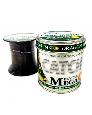 Żyłka Dragon MegaBaits Carp Mono 600m 0.33mm 11.40kg camou  4-kolor.ciemna