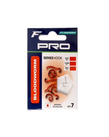 Haczyki z przyponem Flagman Bloodworm roz. 16/0.14mm 90cm 7szt.