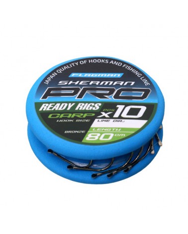 Haczyki z przyponem Flagman Sherman Pro Carp roz. 12/0.128mm 80cm 10szt.