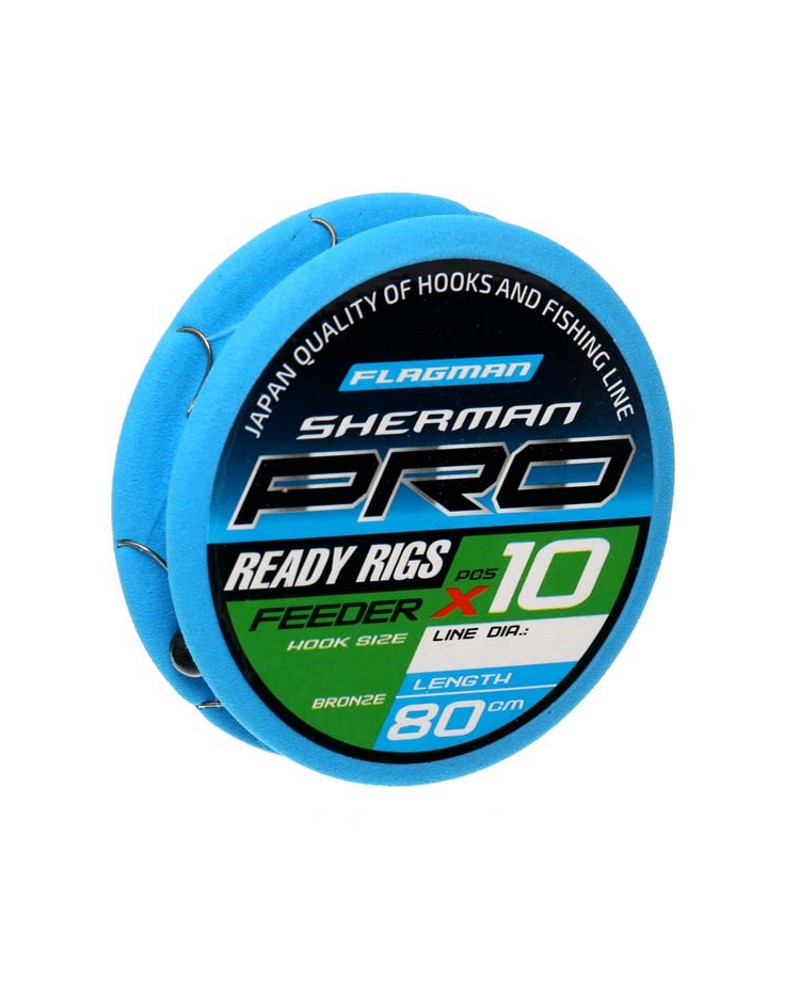 Haczyki z przyponem Flagman Sherman Pro Feeder roz. 14/0.128mm 80cm 10szt.