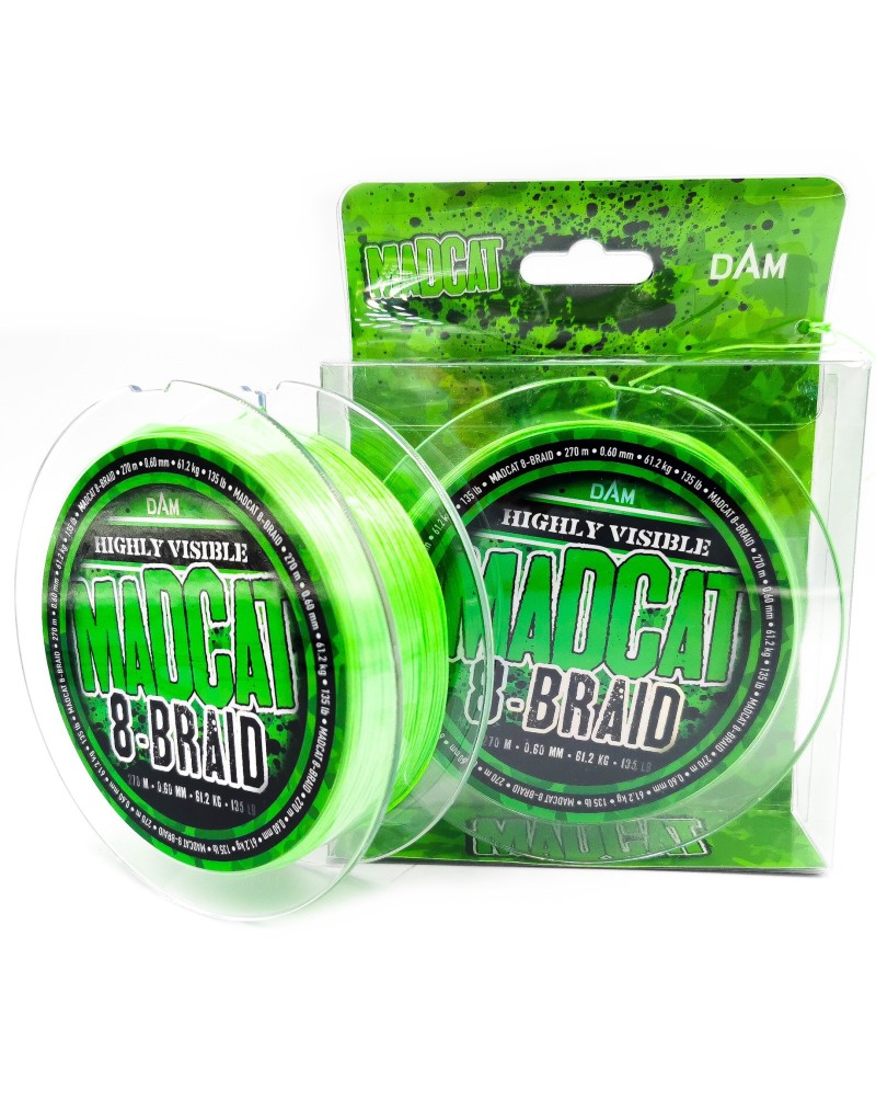 Plecionka Madcat 8-Braid 270m 0.60mm 61.2kg 135lbs Hi Vis Yellow