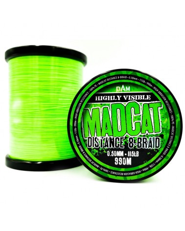 Plecionka Madcat Distance 8-Braid 990m 0.50mm 52.2kg 115lbs Hi Vis Green