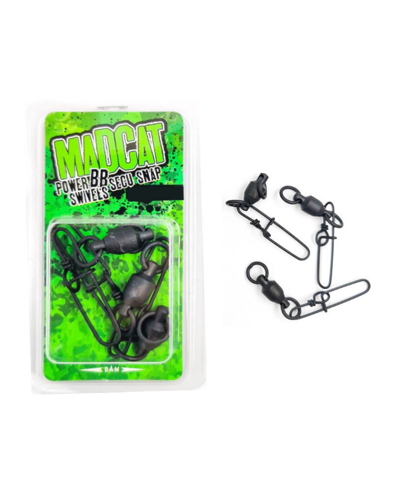 Agrafka z krętlikiem Madcat Power BB Secu-Snap Swivels 100kg 220lbs 3szt.