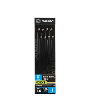 Haczyki Z Przyponem Matrix MXC-3 14 0.165mm Bait Band Rigs Barbless
