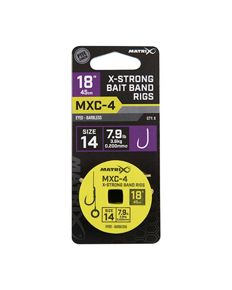 Haczyki Z Przyponem Matrix MXC-4 14 0.20mm 45cm Bait Band Rigs Barbless