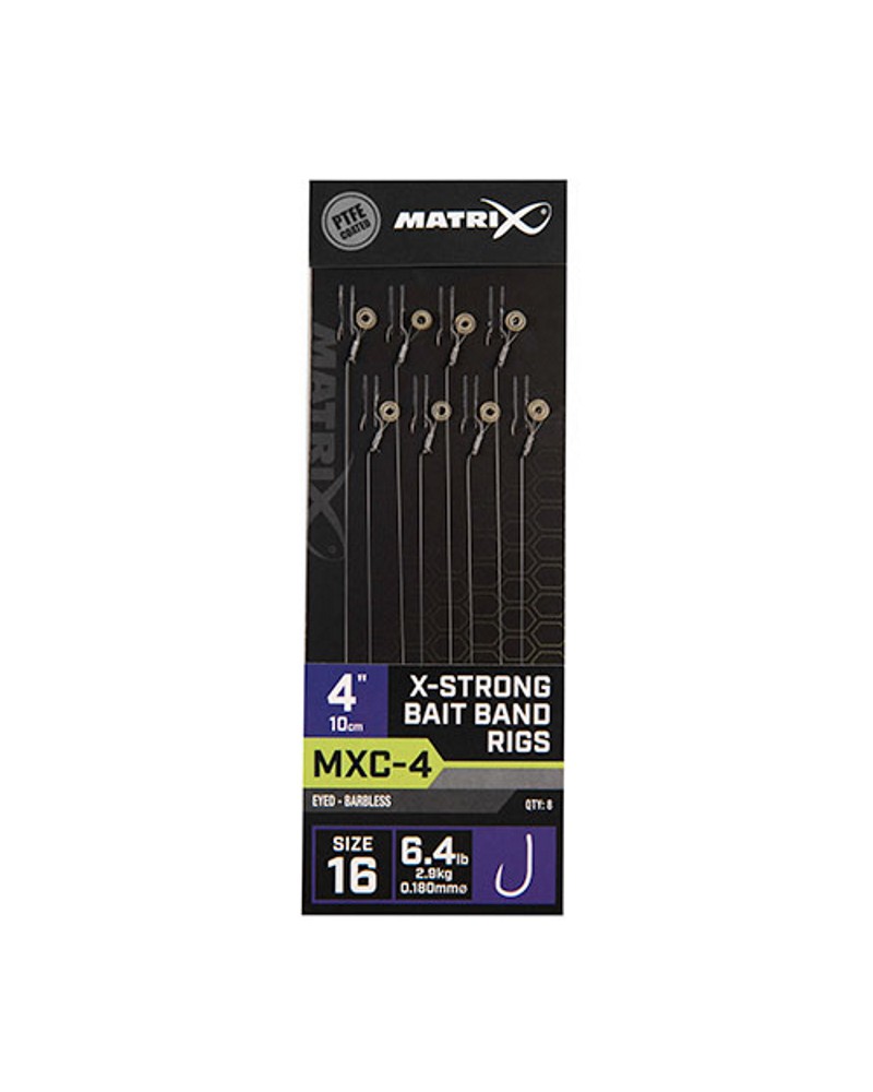 Haczyki Z Przyponem Matrix MXC-4 16 0.18mm 10cm Bait Band Rigs Barbless