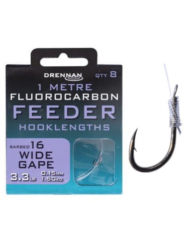 Gotowe Przypony Drennan Fluoro Feeder Wide Gape Rozmiar 16 0.15mm 1m