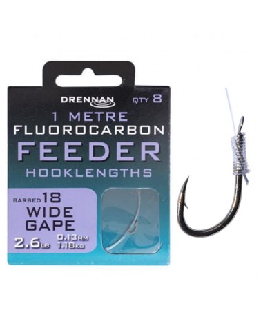 Gotowe Przypony Drennan Fluoro Feeder Wide Gape Rozmiar 18 0.13mm 1m