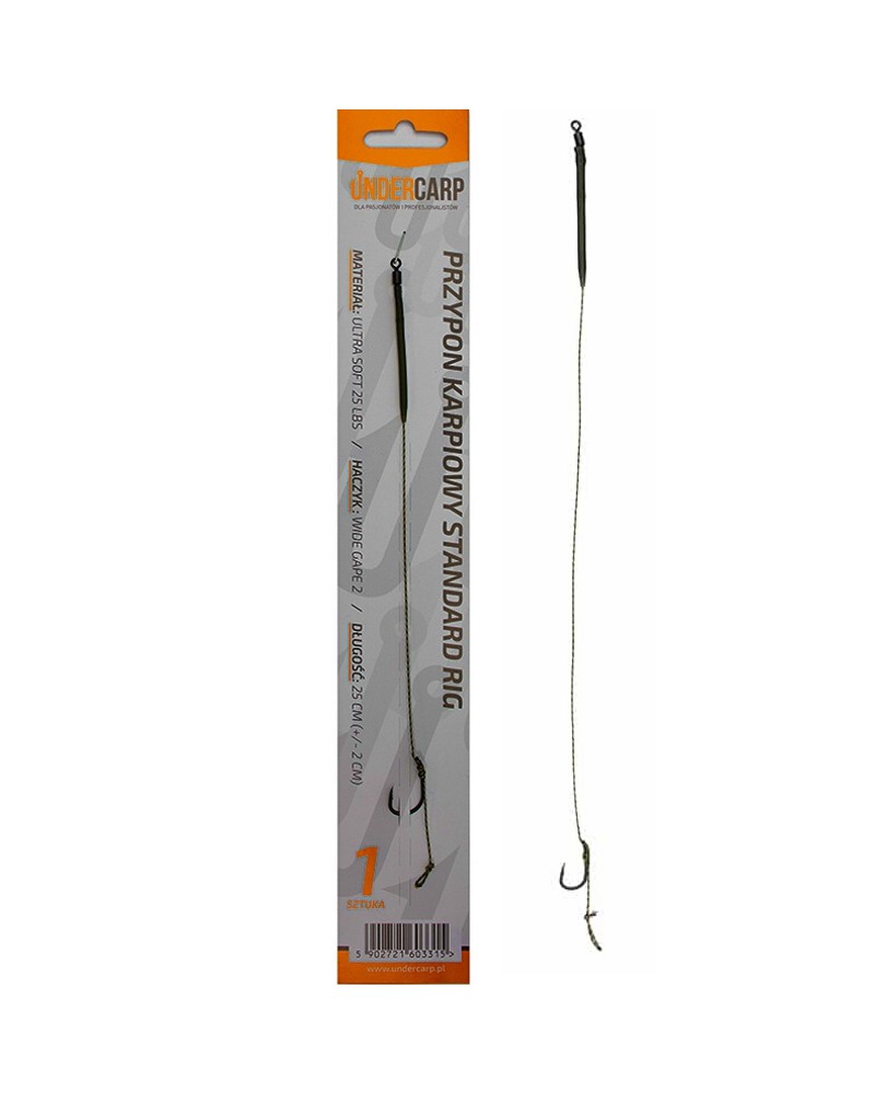 Przypon Karpiowy Undercarp Standard Rig 6 25lb 25cm Wide Gape/Ultra Soft