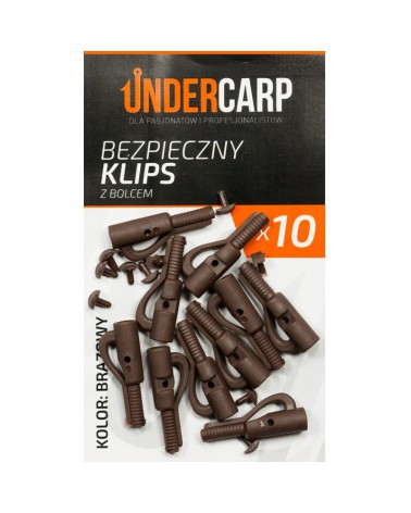Bezpieczny Klips Brązowy Undercarp z Bolcem 10szt.