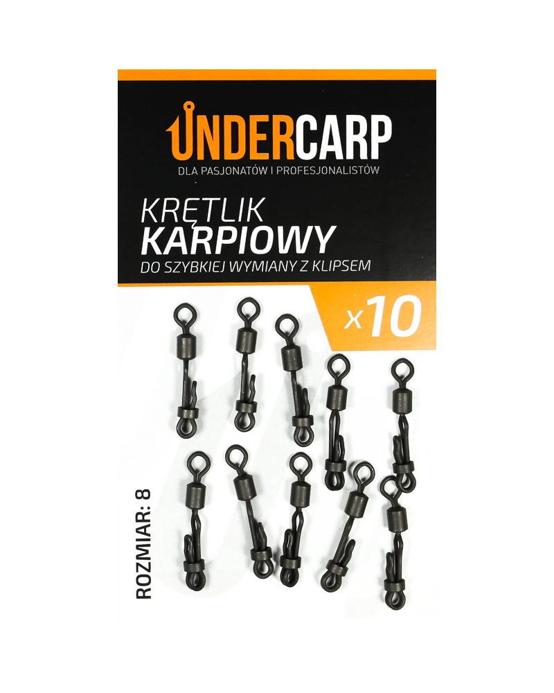 Krętlik Karpiowy Do Szybkiej Wymiany Undercarp z klipsem Rozmiar 8 10szt.