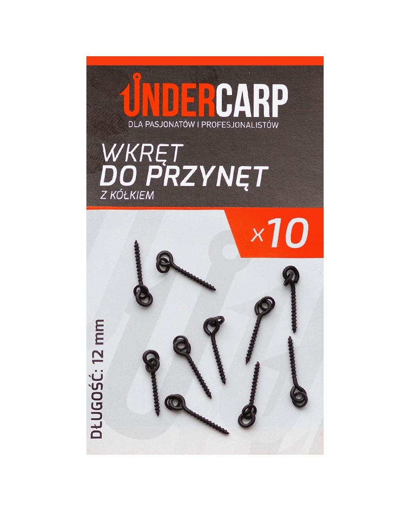Wkręt Do Przynęt Undercarp Z Kółkiem 12mm 10szt.