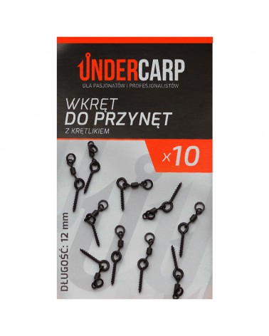 Wkręt Do Przynęt Undercarp Z Krętlikiem 12mm 10szt.