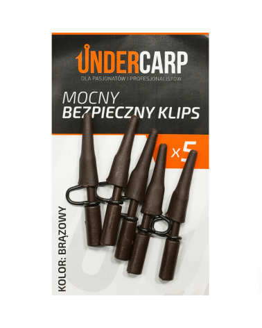 Mocny Bezpieczny Klips Undercarp Brązowy 5szt.