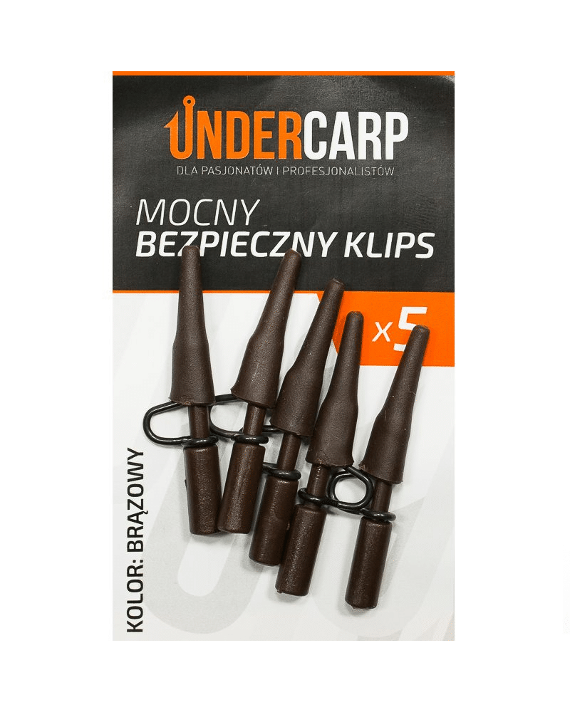Mocny Bezpieczny Klips Undercarp Brązowy 5szt.