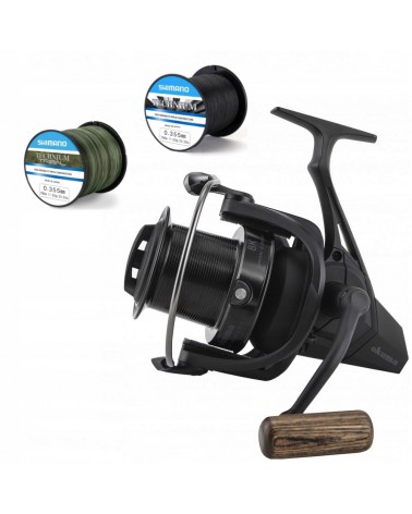 Kołowrotek karpiowy Okuma 8K + 450m żyłki Shimano Technium