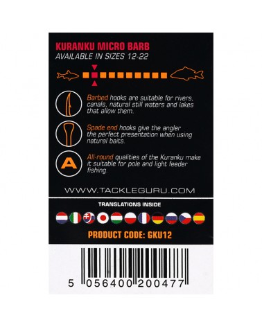 Haczyki Guru Kuranku Size 16 Barbed/Spade End 10szt