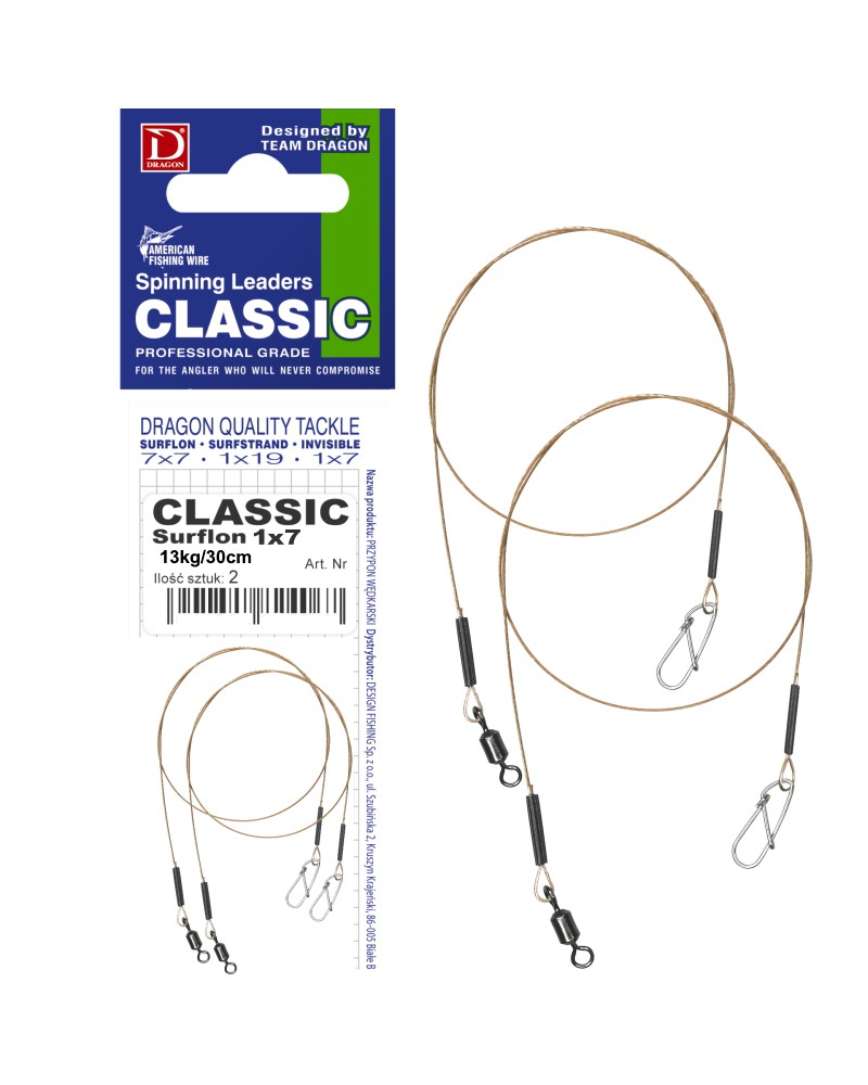Przypon Classic Surflon Dragon 1x7 13kg 30cm 2szt.