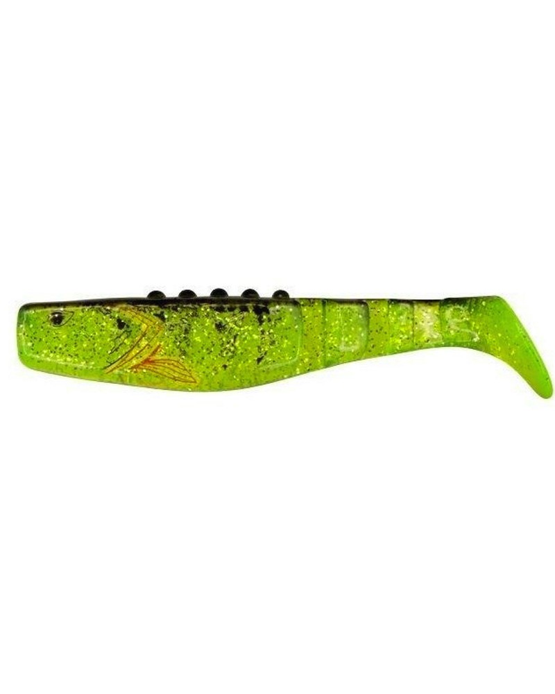 Guma Dragon Ripper Phantail 3" 7.5cm Chartreuse Black Silver Glitter Black Red Print 4szt.