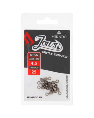 Krętlik Mikado Jaws Triple Swivels 25kg op. 5szt.