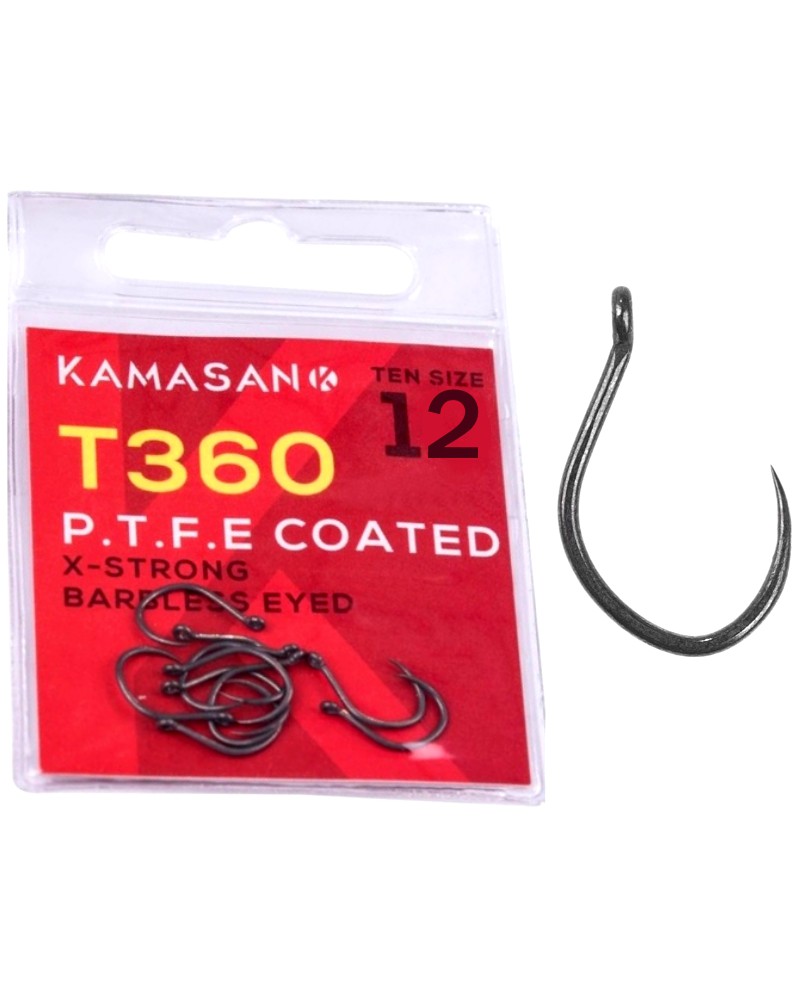 Haczyki Kamasan T360 Barbless Z Oczkiem roz.12 10szt.