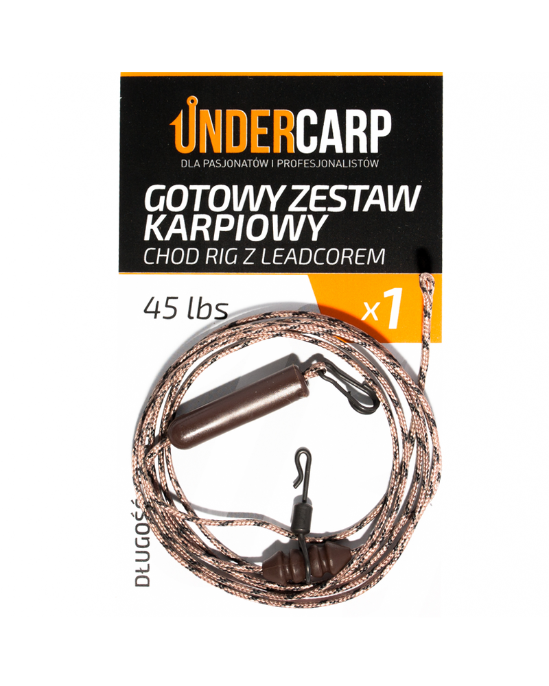 Gotowy Zestaw Karpiowy Undercarp Chod Rig Z Leadcorem 45lbs 100cm Brązowy