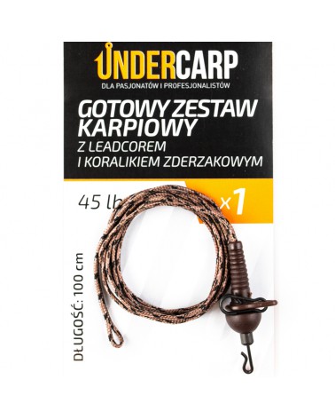 Gotowy Zestaw Karpiowy Undercarp Z Leadcorem I Koralikiem Zderzakowym 45lbs 100cm Brązowy