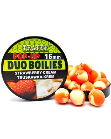 Kulki Proteinowe Traper Pop-Up Duo Boilies Truskawka/Krem 16mm 40g